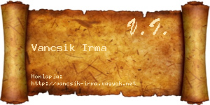 Vancsik Irma névjegykártya