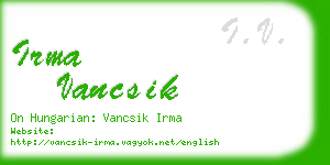 irma vancsik business card